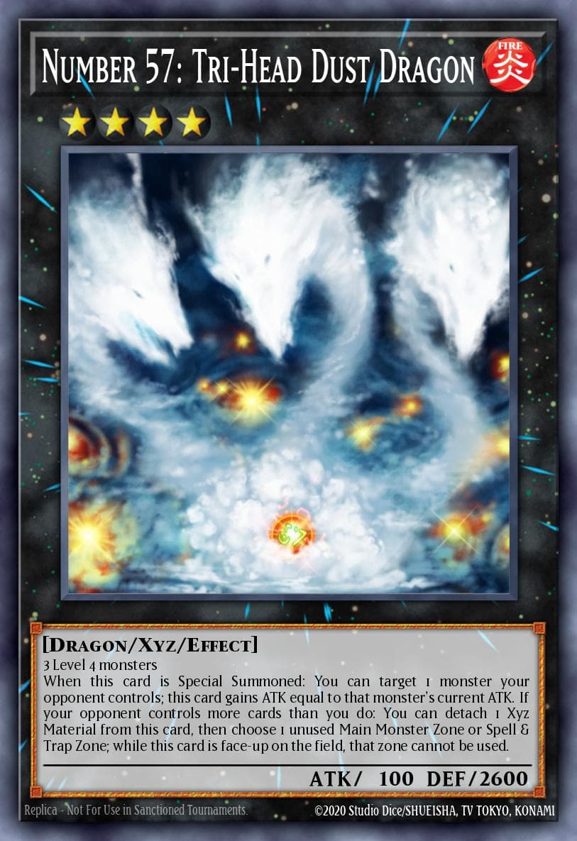 Number 57: Tri-Head Dust Dragon — Yu-Gi-Oh! card