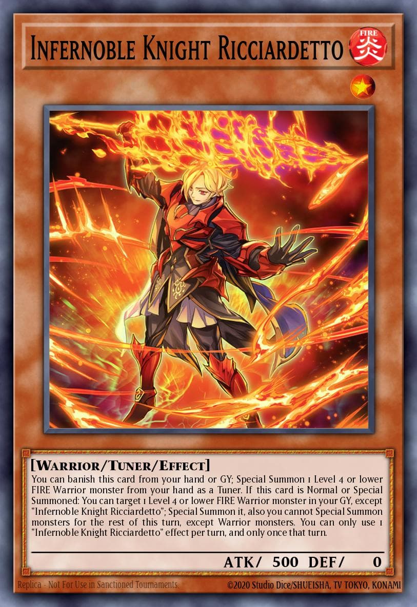 Infernoble Knight Ricciardetto — Duelist Nexus Yu-Gi-Oh! card by Shueisha, TV Tokyo, Konami