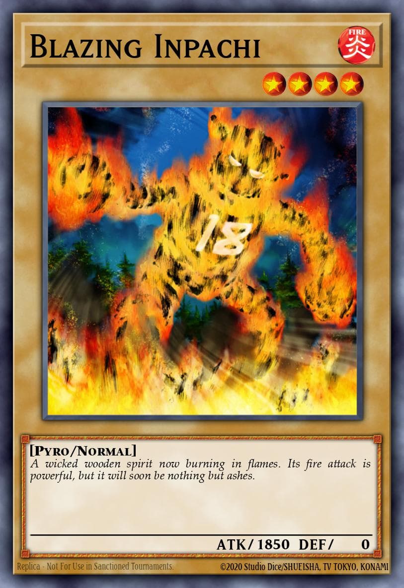 Blazing Inpachi — Invasion of Chaos (Worldwide English) Yu-Gi-Oh! card by KAZUKI TAKAHASHI