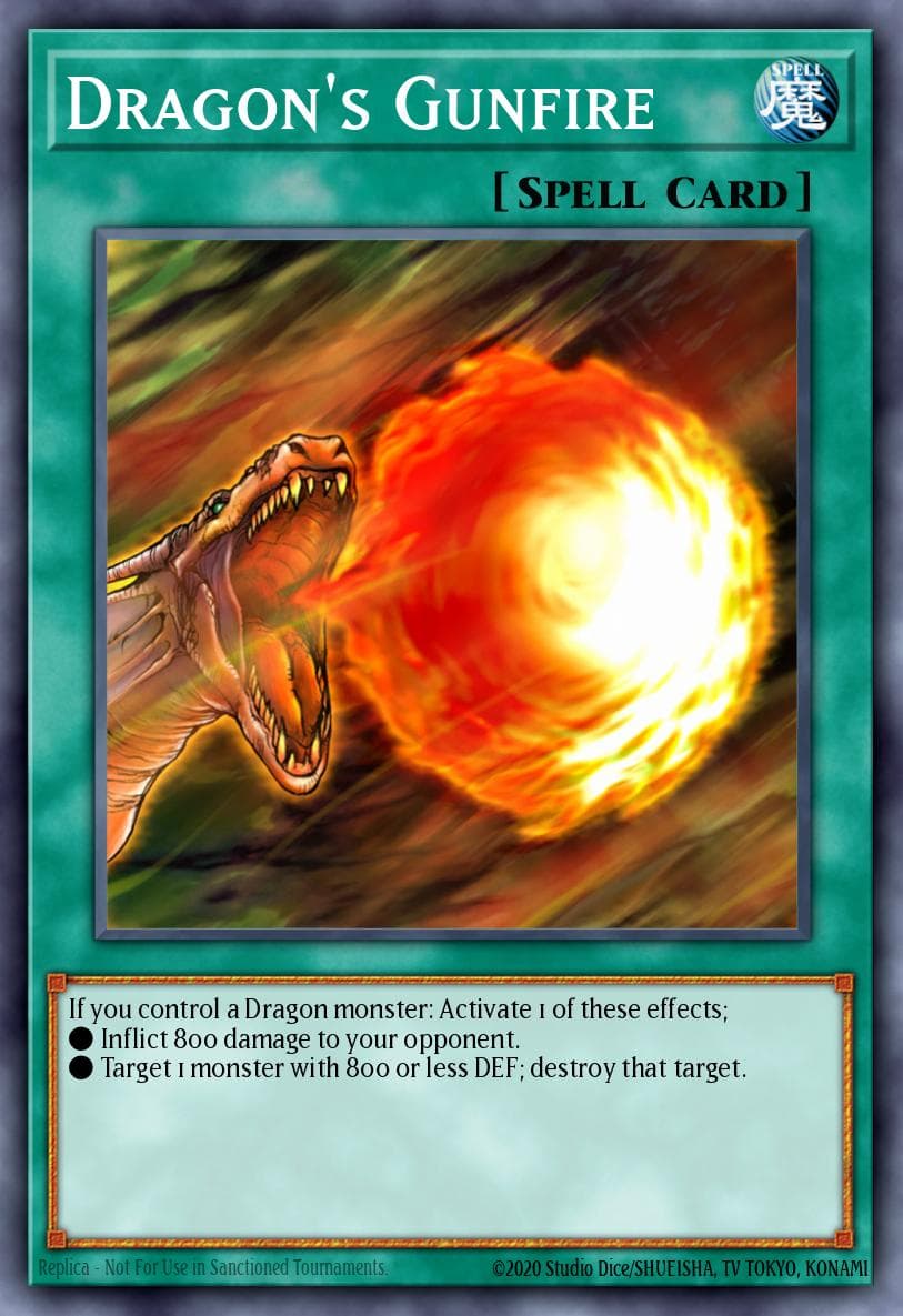 Dragon's Gunfire — Mystic Fighters Yu-Gi-Oh! card by KAZUKI TAKAHASHI