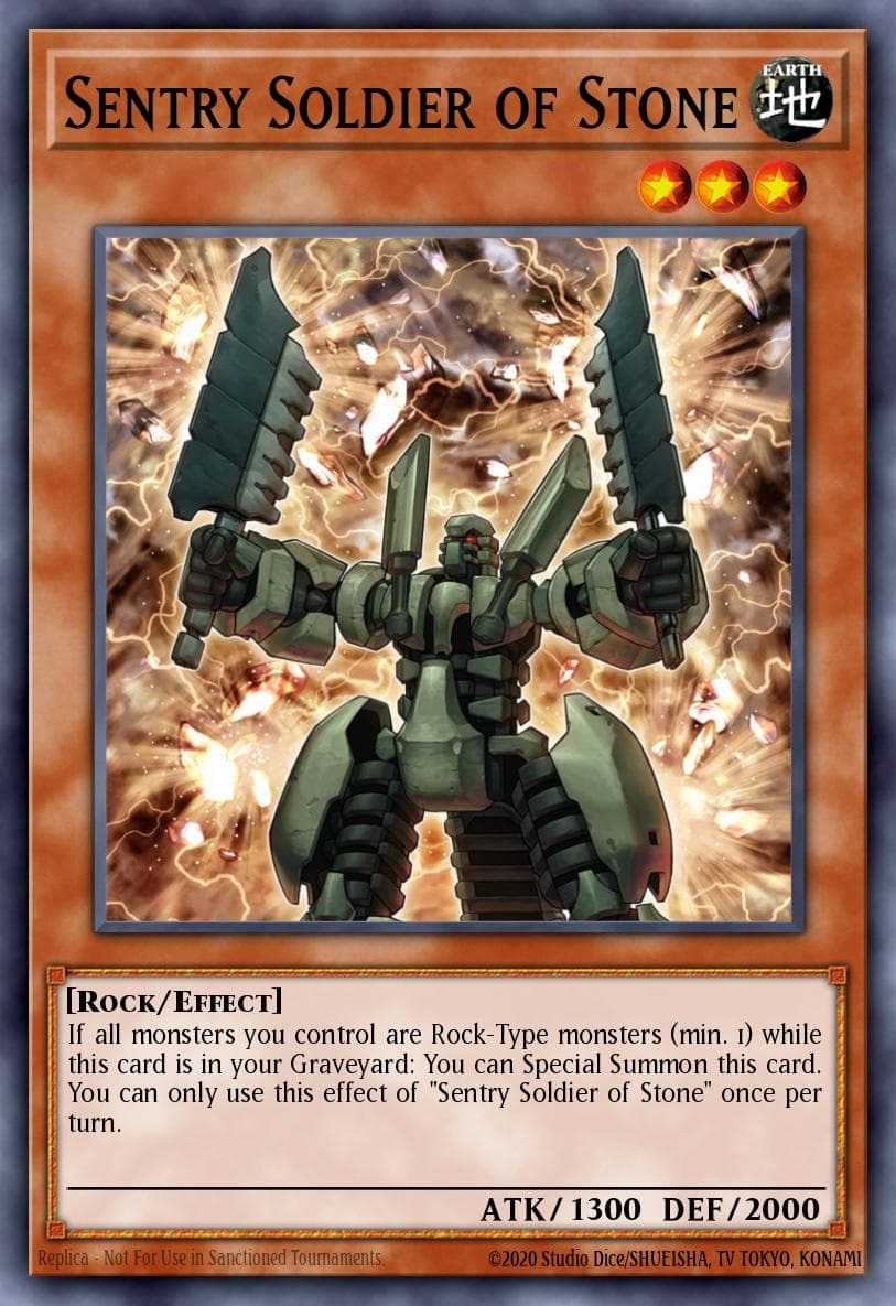 Sentry Soldier of Stone — The Dark Side of Dimensions Movie Pack: Gold Edition Yu-Gi-Oh! card by KAZUKI TAKAHASHI