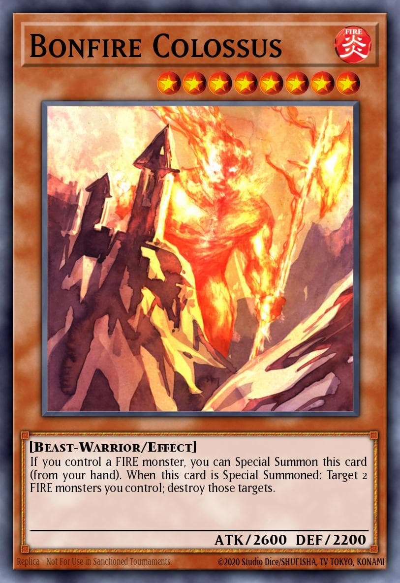 Bonfire Colossus — Cosmo Blazer Yu-Gi-Oh! card by KAZUKI TAKAHASHI