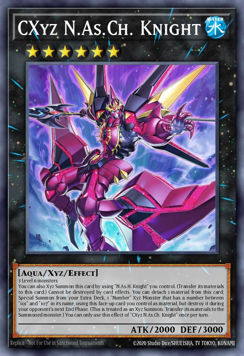 CXyz N.As.Ch. Knight — Justice Hunters Yu-Gi-Oh! card by Studio Dice/SHUEISHA, TV TOKYO, KONAMI