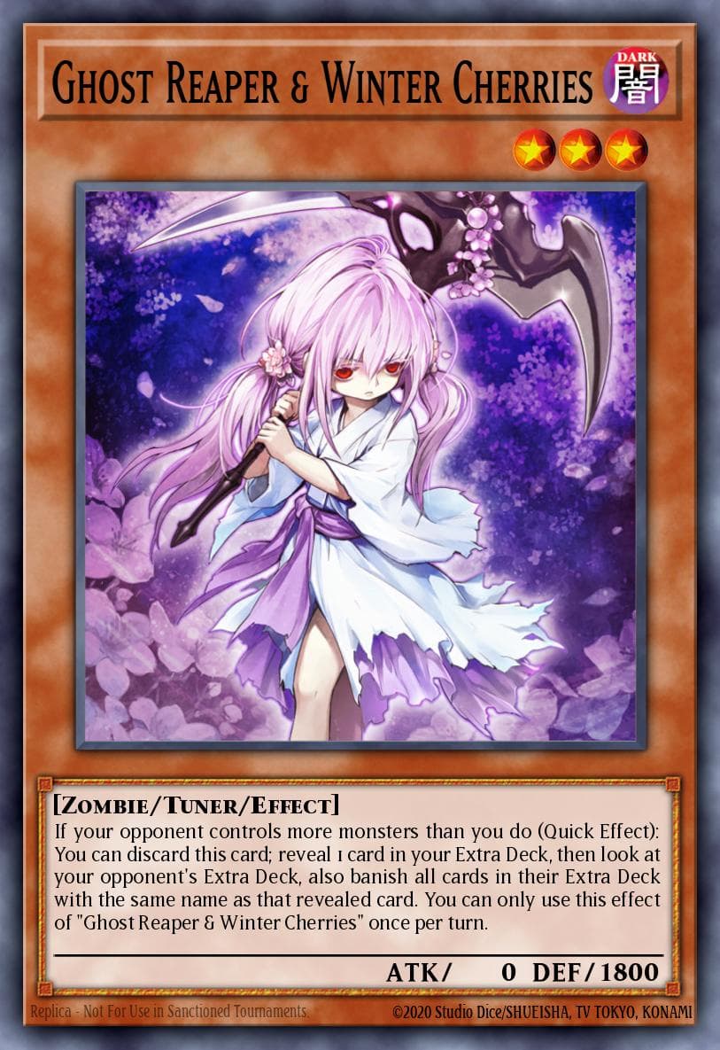 Ghost Reaper & Winter Cherries — Shining Victories Yu-Gi-Oh! card by KAZUKI TAKAHASHI