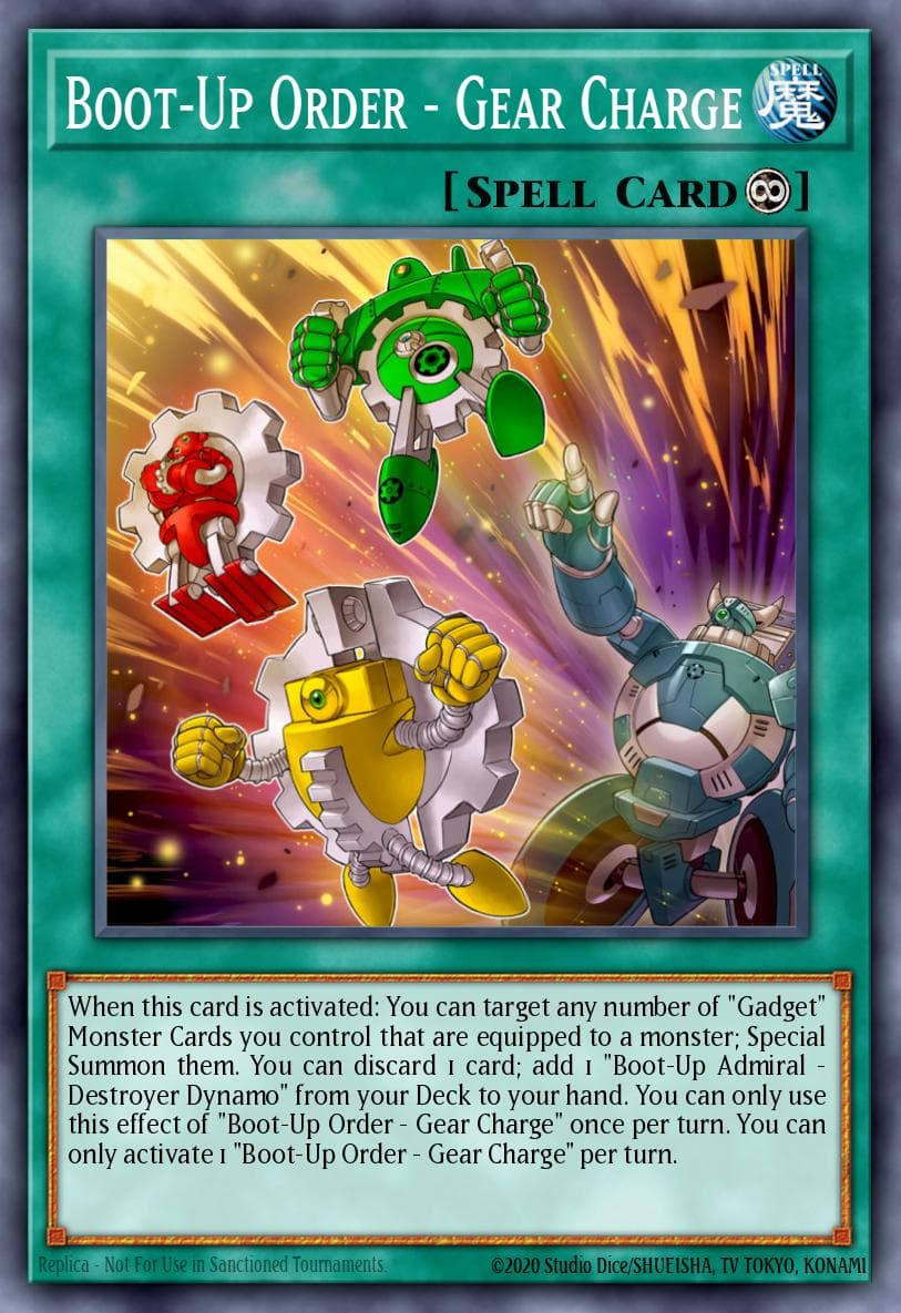 Boot-Up Order - Gear Charge — Fists of the Gadgets Yu-Gi-Oh! card by KAZUKI TAKAHASHI