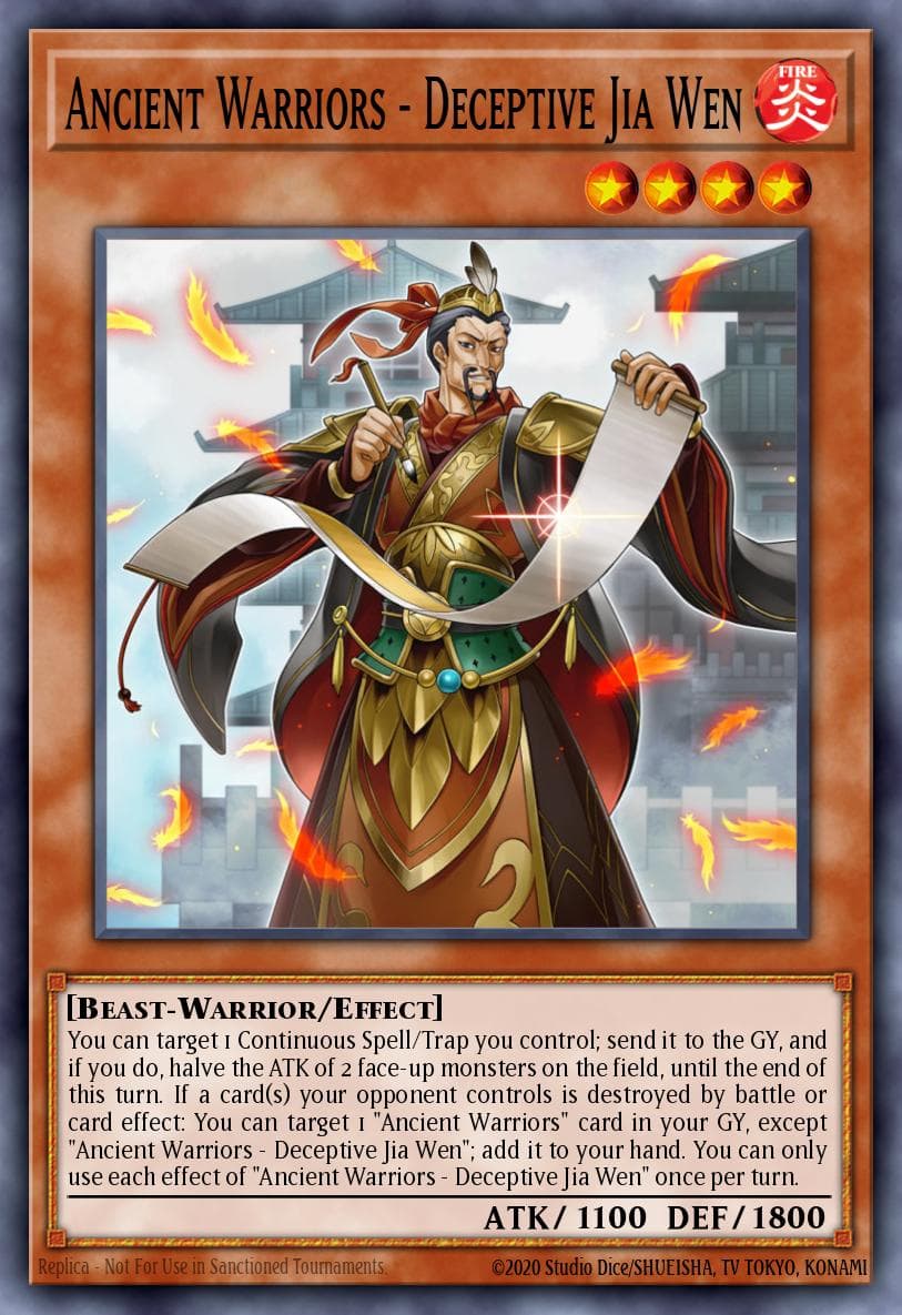 Ancient Warriors - Deceptive Jia Wen — Eternity Code Yu-Gi-Oh! card by Studio Dice/SHUEISHA, TV TOKYO, KONAMI