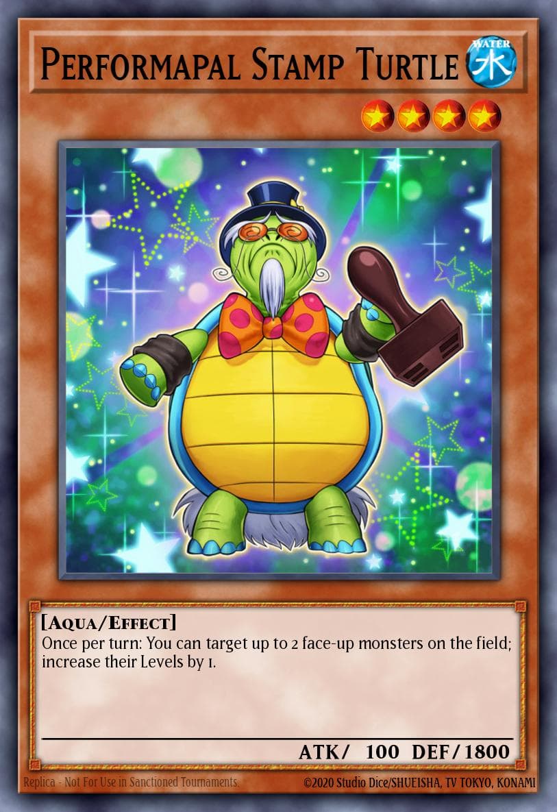 Performapal Stamp Turtle — Secrets of Eternity Yu-Gi-Oh! card by KAZUKI TAKAHASHI