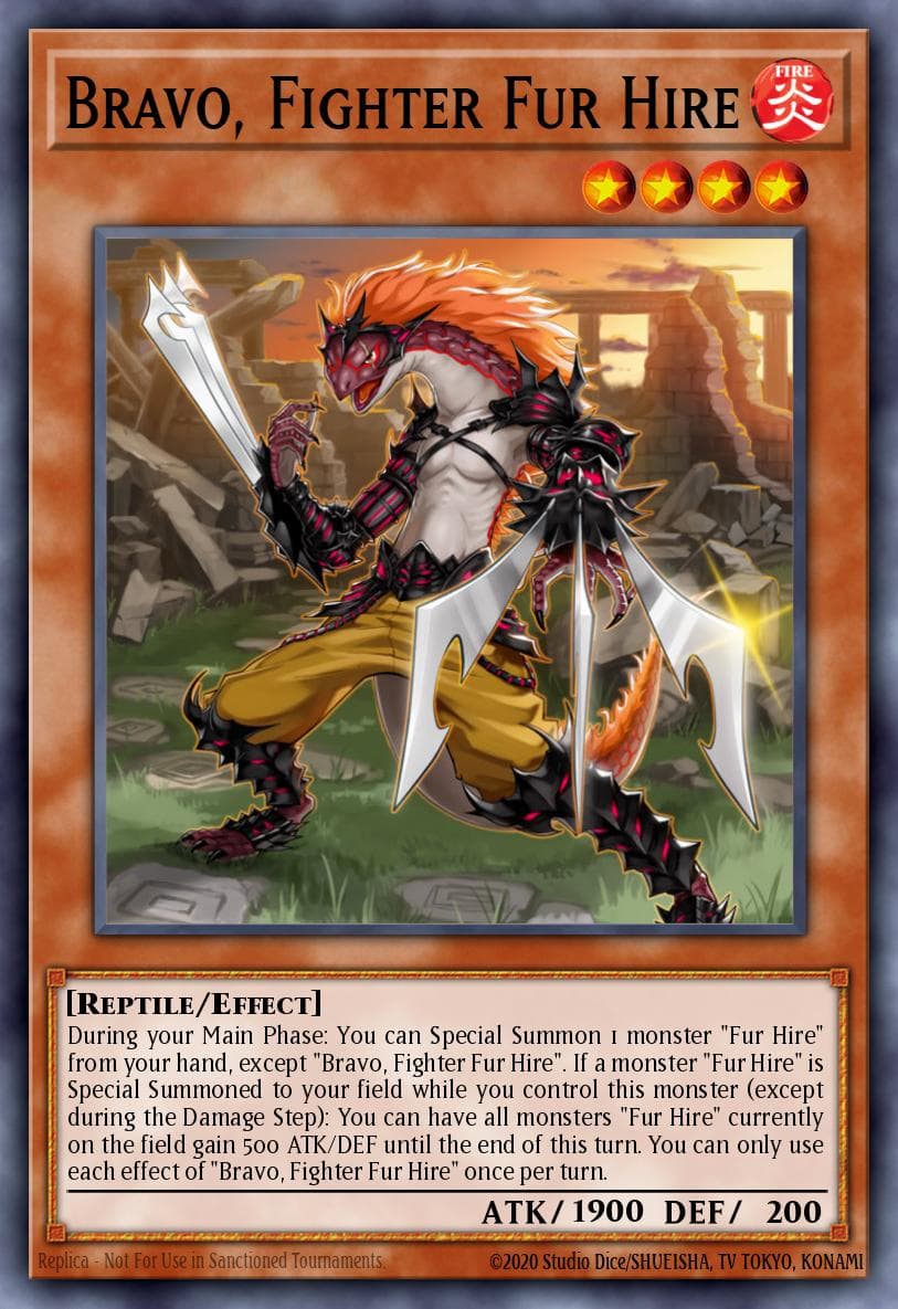 Bravo, Fighter Fur Hire — Dark Saviors Yu-Gi-Oh! card by KAZUKI TAKAHASHI