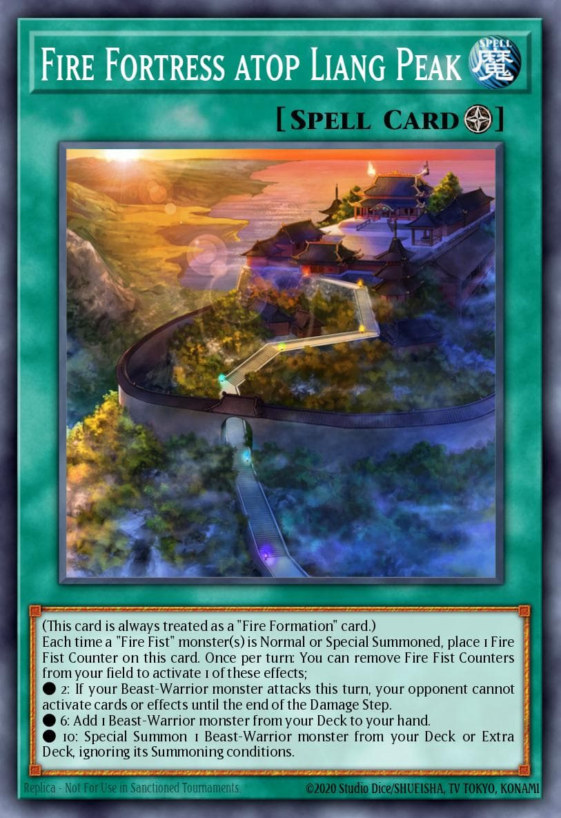 Fire Fortress atop Liang Peak — Fists of the Gadgets Yu-Gi-Oh! card by KAZUKI TAKAHASHI