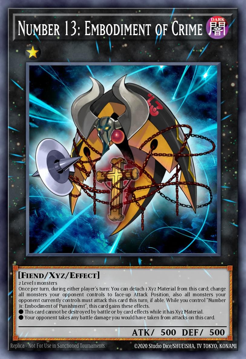 Number 13: Embodiment of Crime — Premium Gold Yu-Gi-Oh! card by KAZUKI TAKAHASHI