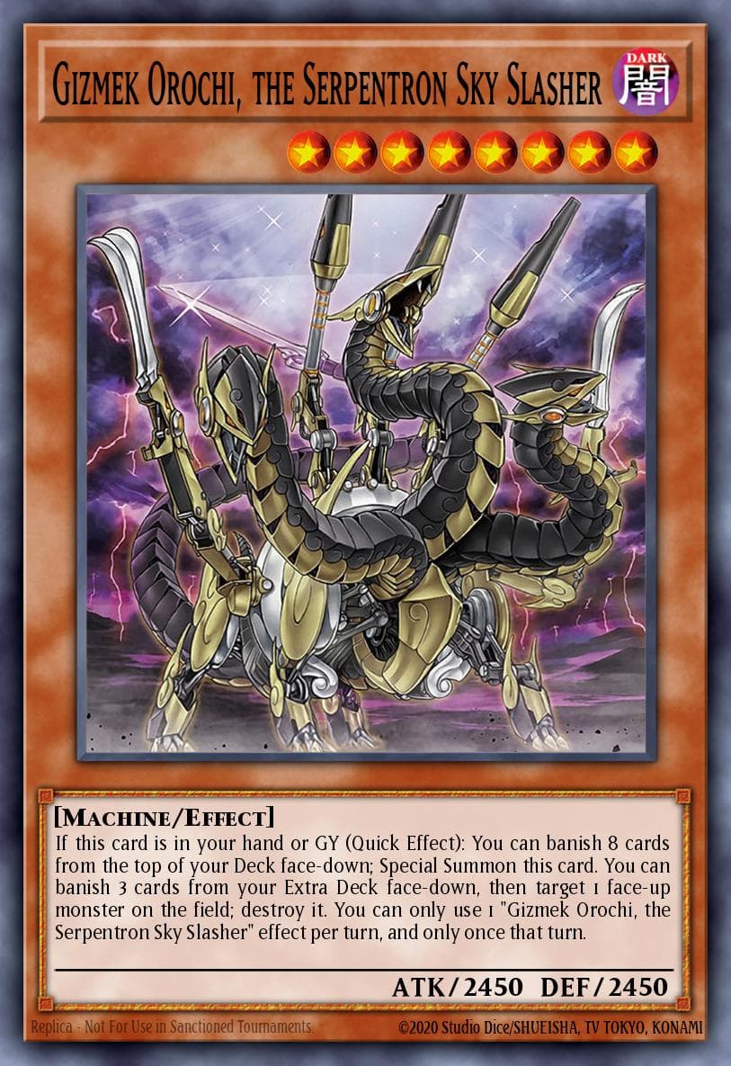 Gizmek Orochi, the Serpentron Sky Slasher — Structure Deck: Cyber Strike Yu-Gi-Oh! card by Shueisha, TV Tokyo, Konami