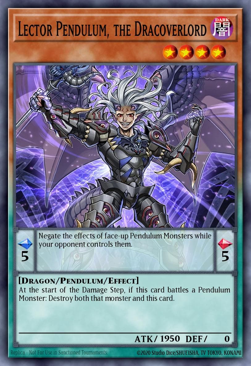Lector Pendulum, the Dracoverlord — Shining Victories Yu-Gi-Oh! card by KAZUKI TAKAHASHI