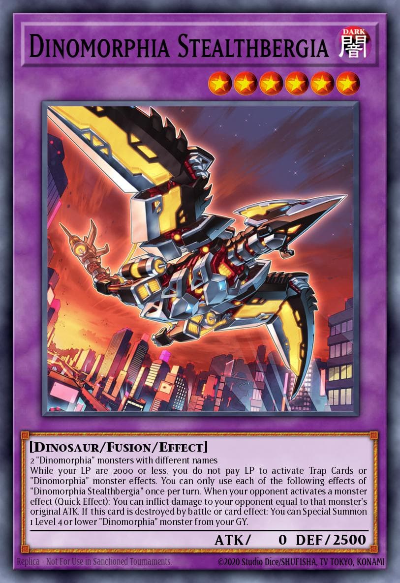 Dinomorphia Stealthbergia — Battle of Chaos Yu-Gi-Oh! card by Studio Dice/SHUEISHA, TV TOKYO, KONAMI