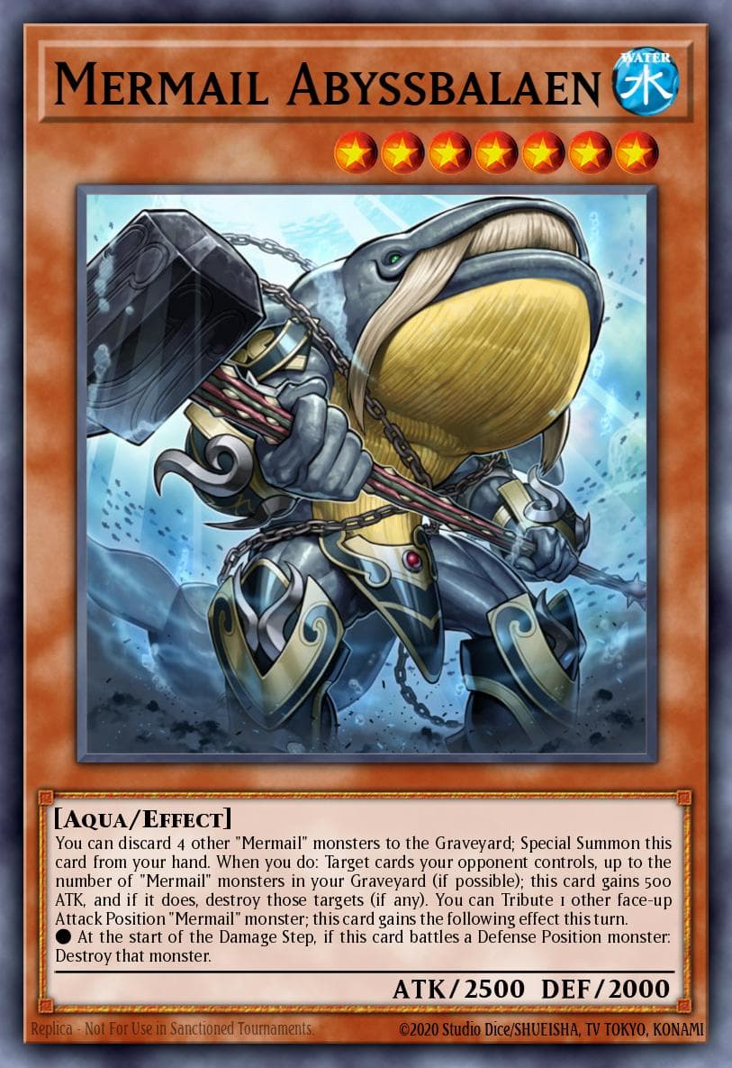 Mermail Abyssbalaen — Lord of the Tachyon Galaxy Yu-Gi-Oh! card by KAZUKI TAKAHASHI