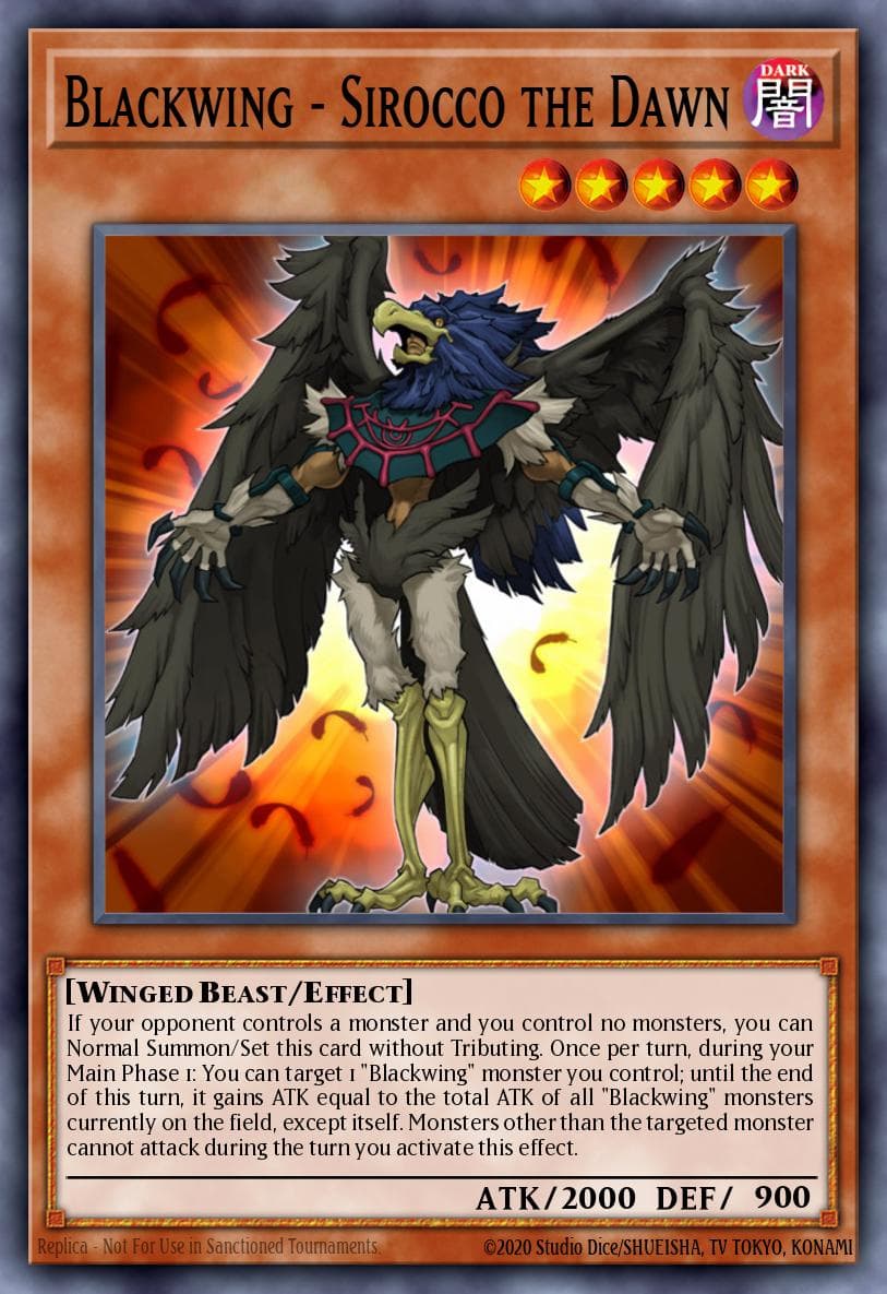 Blackwing - Sirocco the Dawn — Turbo Pack: Booster Four Yu-Gi-Oh! card by KAZUKI TAKAHASHI