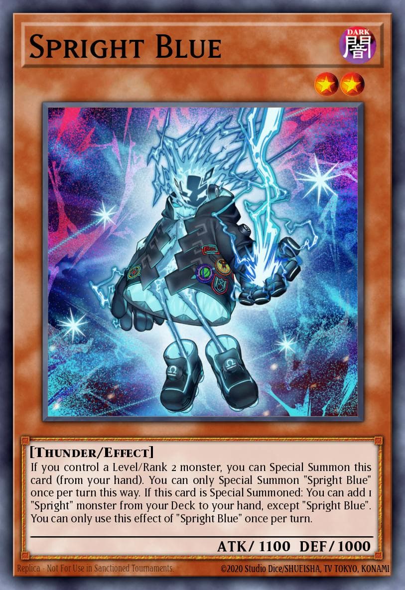 Spright Blue — Power of the Elements Yu-Gi-Oh! card by Studio Dice/SHUEISHA, TV TOKYO, KONAMI