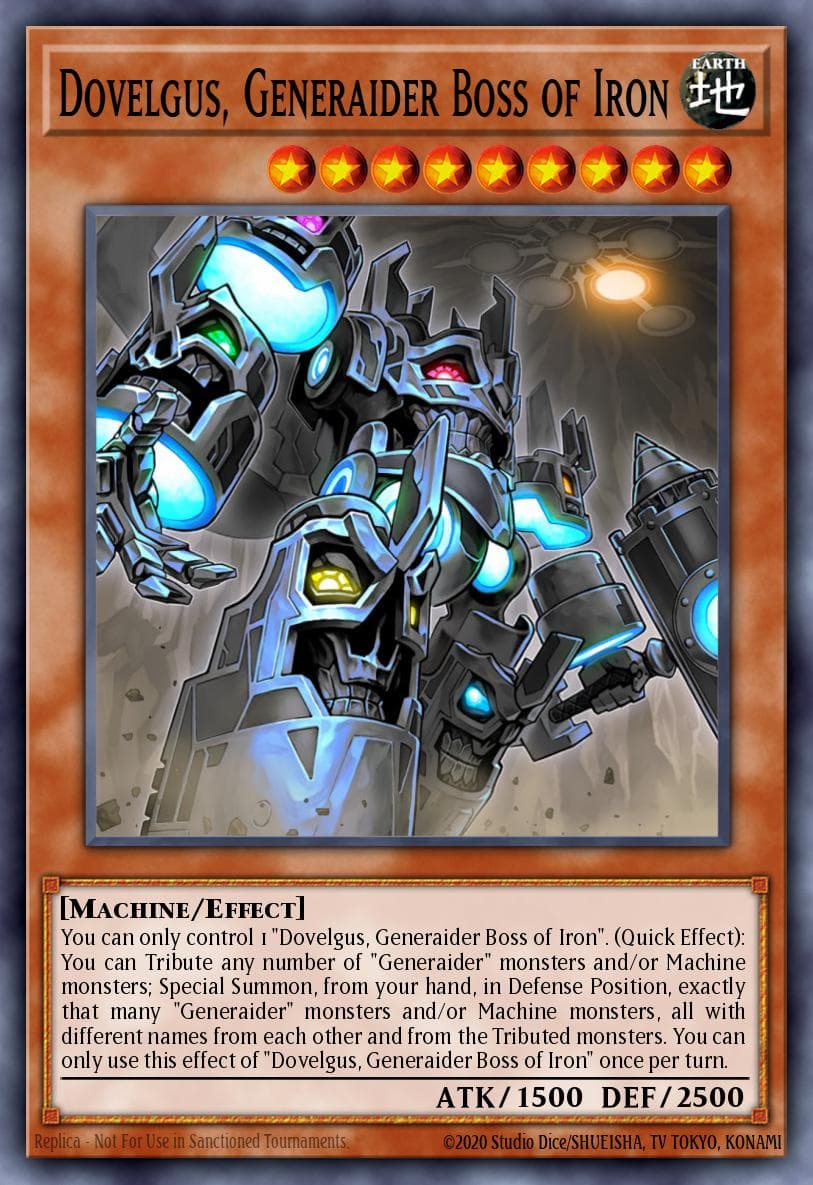 Dovelgus, Generaider Boss of Iron — Mystic Fighters Yu-Gi-Oh! card by KAZUKI TAKAHASHI