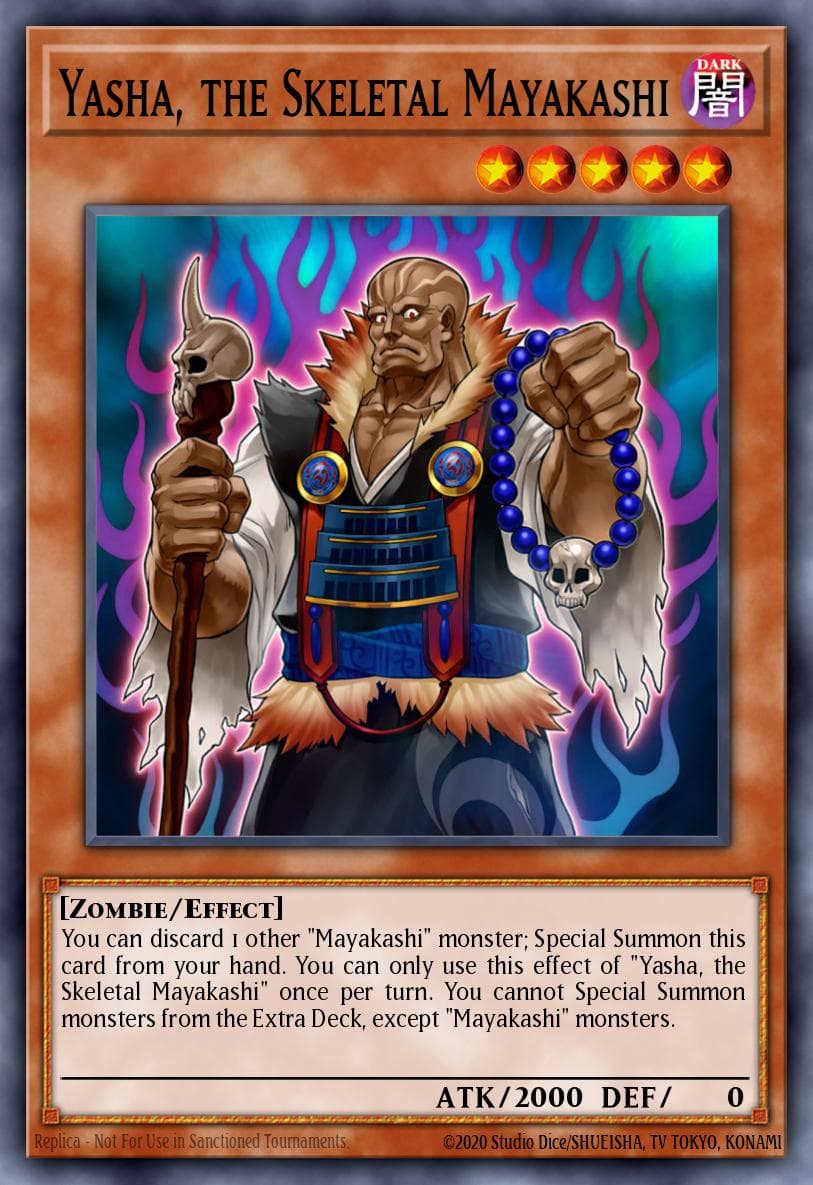 Yasha, the Skeletal Mayakashi — Hidden Summoners Yu-Gi-Oh! card by KAZUKI TAKAHASHI