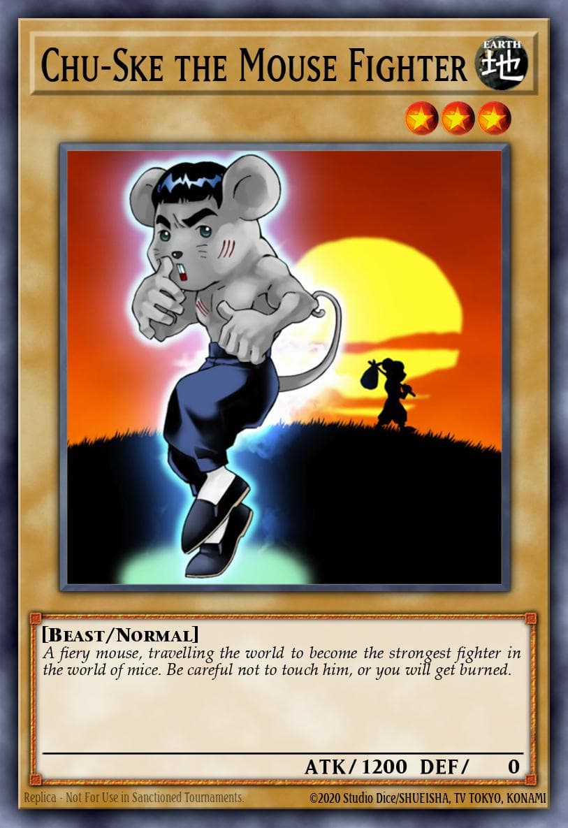 Chu-Ske The Mouse Fighter — Flaming Eternity Yu-Gi-Oh! card by KAZUKI TAKAHASHI