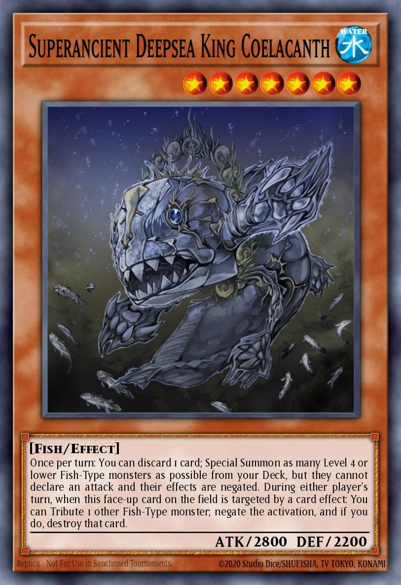 Superancient Deepsea King Coelacanth — Turbo Pack: Booster Three Yu-Gi-Oh! card by Katsuya Kaomaru