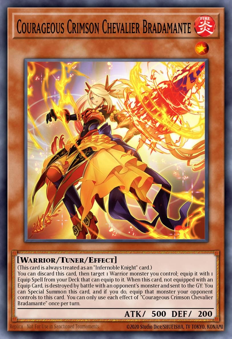 Courageous Crimson Chevalier Bradamante — Battles of Legend: Monstrous Revenge Yu-Gi-Oh! card by Studio Dice/SHUEISHA, TV TOKYO, KONAMI