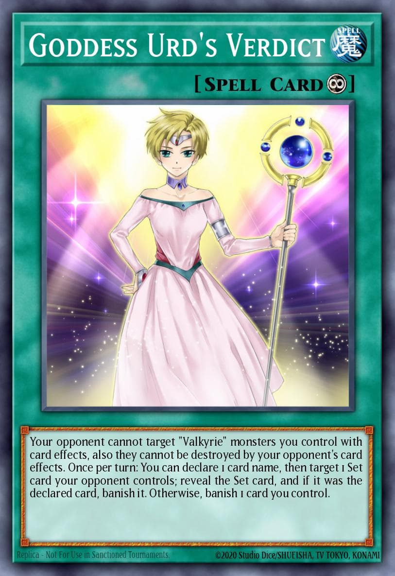 Goddess Urd's Verdict — Shadows in Valhalla Yu-Gi-Oh! card by KAZUKI TAKAHASHI