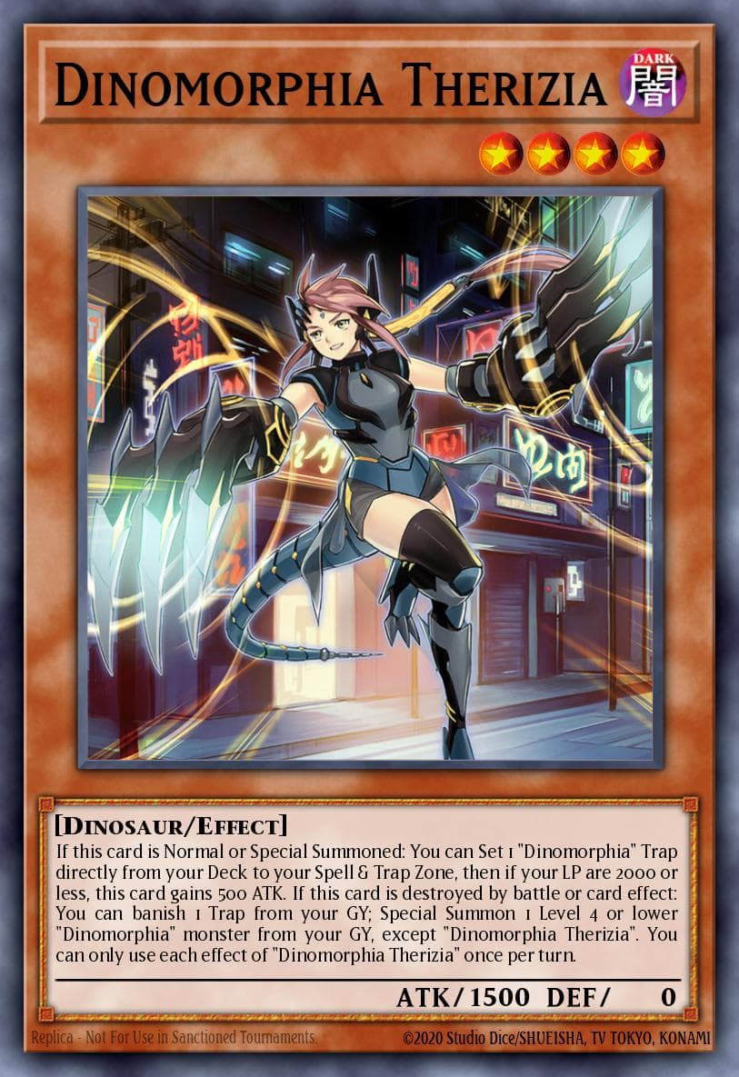 Dinomorphia Therizia — Battle of Chaos Yu-Gi-Oh! card by Studio Dice/SHUEISHA, TV TOKYO, KONAMI