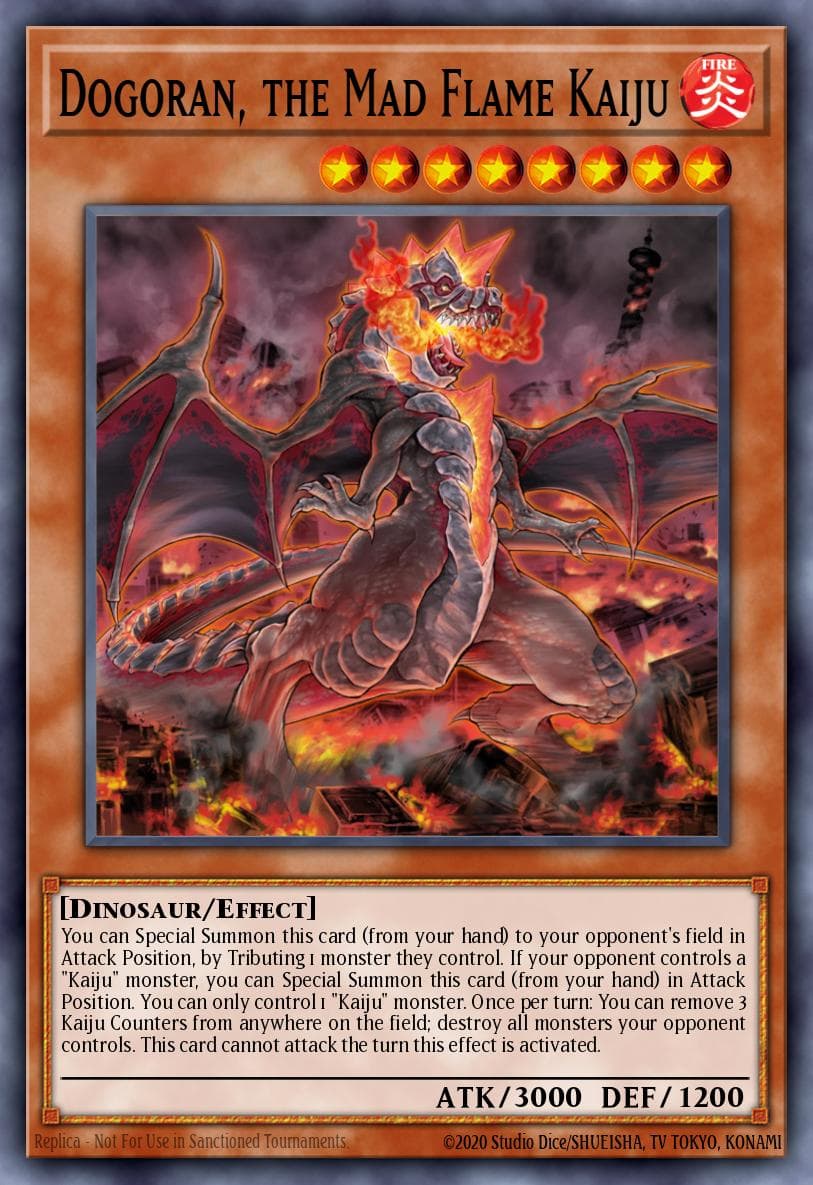 Dogoran, the Mad Flame Kaiju — Structure Deck: Fire Kings Yu-Gi-Oh! card by Studio Dice/SHUEISHA, TV TOKYO, KONAMI