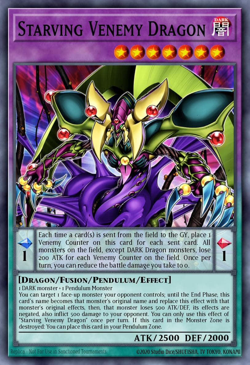 Starving Venemy Dragon — Brothers of Legend Yu-Gi-Oh! card by Studio Dice/SHUEISHA, TV TOKYO, KONAMI