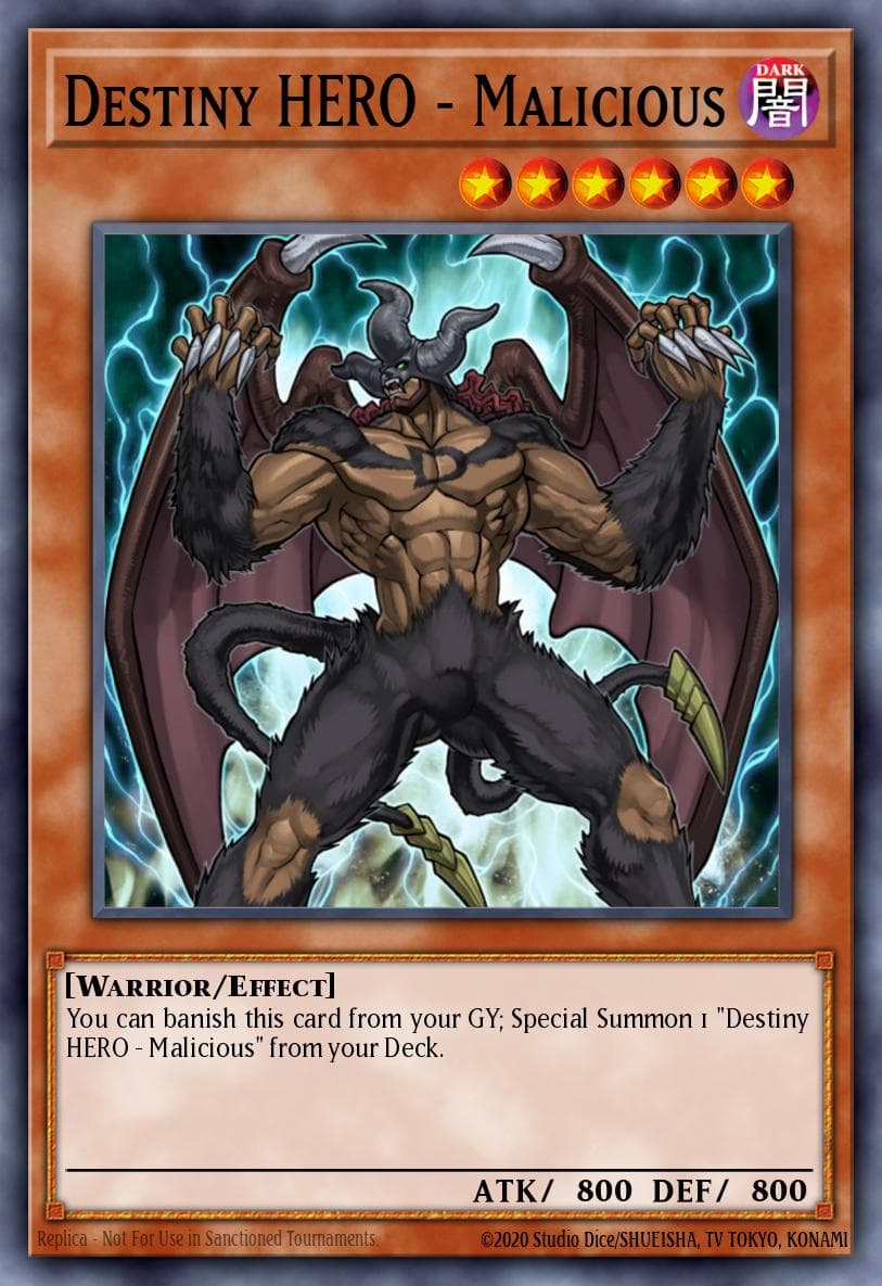 Destiny HERO - Malicious — Speed Duel GX: Duel Academy Box Yu-Gi-Oh! card by Studio Dice/SHUEISHA, TV TOKYO, KONAMI
