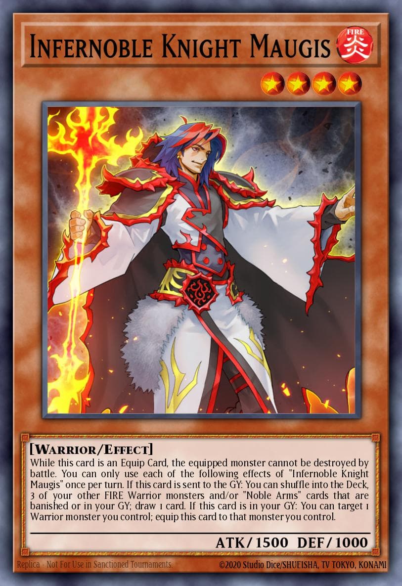 Infernoble Knight Maugis — Rise of the Duelist Yu-Gi-Oh! card by Studio Dice/SHUEISHA, TV TOKYO, KONAMI
