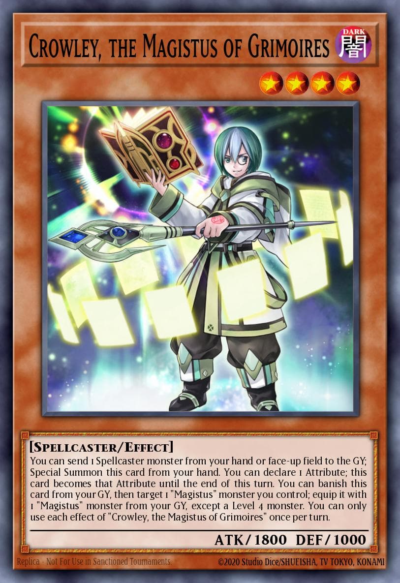 Crowley, the Magistus of Grimoires — Genesis Impact Yu-Gi-Oh! card by Studio Dice