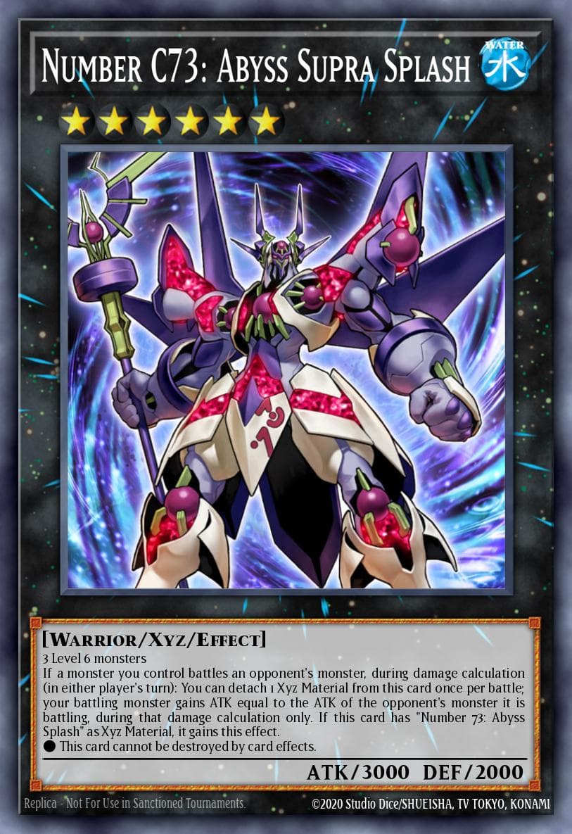 Number C73: Abyss Supra Splash — Dragons of Legend Yu-Gi-Oh! card by KAZUKI TAKAHASHI