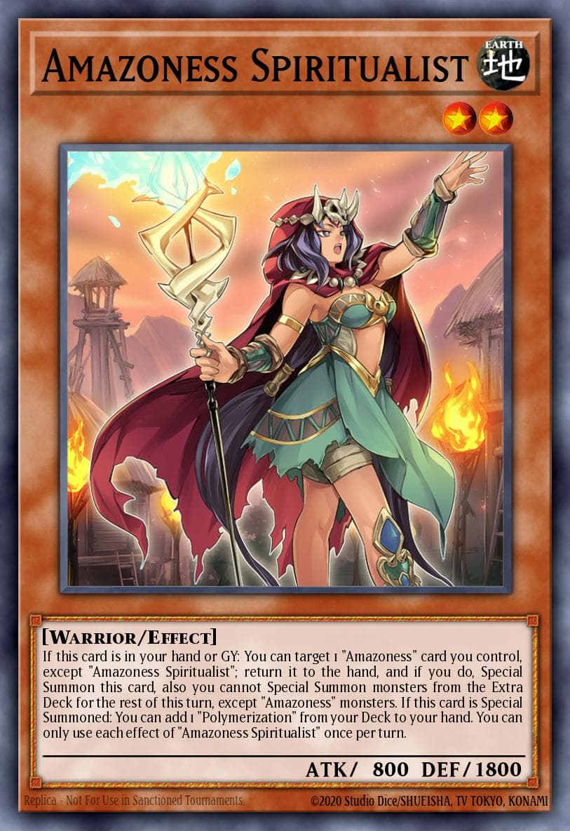 Amazoness Spiritualist — Darkwing Blast Yu-Gi-Oh! card by S.K. / SHUEISHA, TV TOKYO, KONAMI