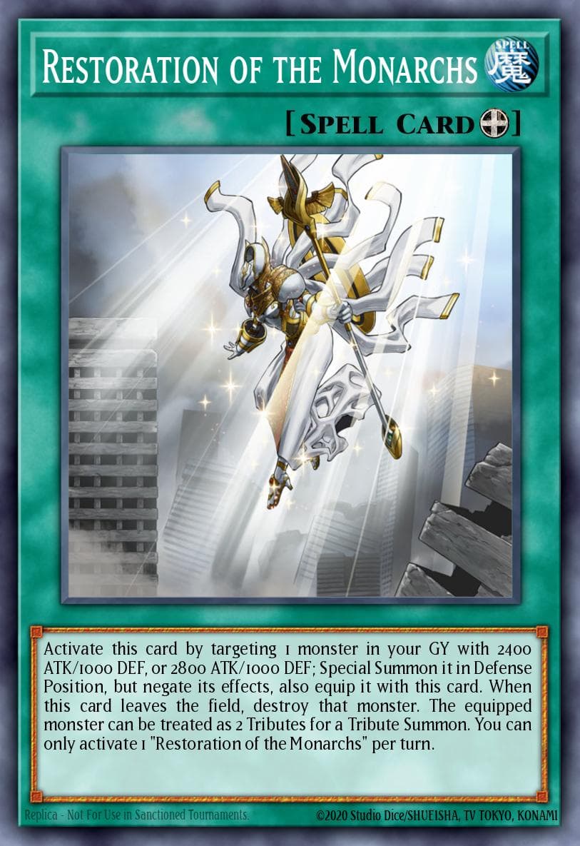 Restoration of the Monarchs — Flames of Destruction Yu-Gi-Oh! card by KAZUKI TAKAHASHI