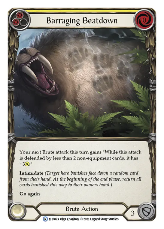 Barraging Beatdown (Yellow) — History Pack Vol.1 Flesh and Blood card by Olga Khariton