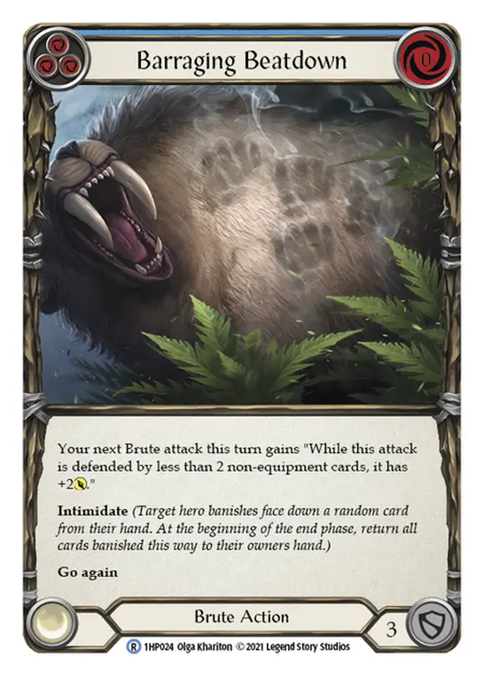 Barraging Beatdown (Blue) — History Pack Vol.1 Flesh and Blood card by Olga Khariton