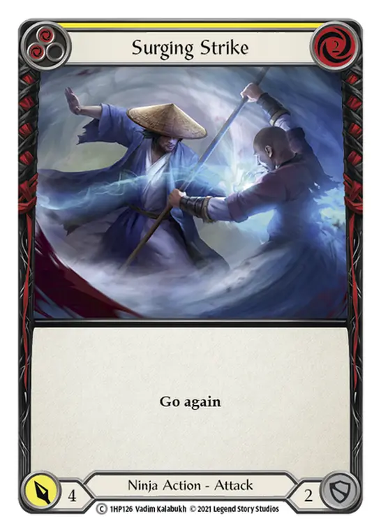 Surging Strike (Yellow) — History Pack Vol.1 Flesh and Blood card by Vadim Kalabukh