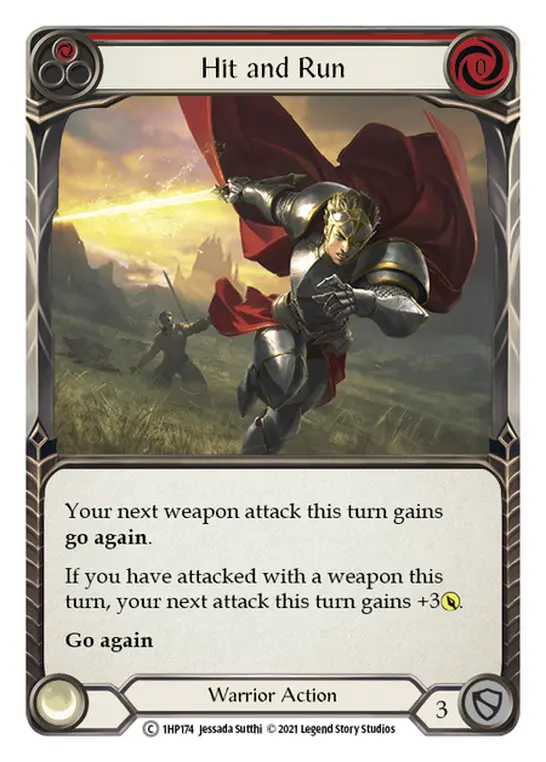 Hit and Run (Red) — History Pack Vol.1 Flesh and Blood card by Jessada Sutthi