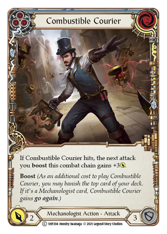 Combustible Courier (Blue) — History Pack Vol.1 Flesh and Blood card by Hendry Iwanaga