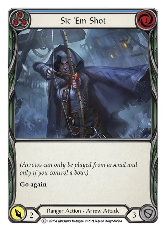 Sic 'Em Shot (Blue) — History Pack Vol.1 Flesh and Blood card by Alexandra Malygina