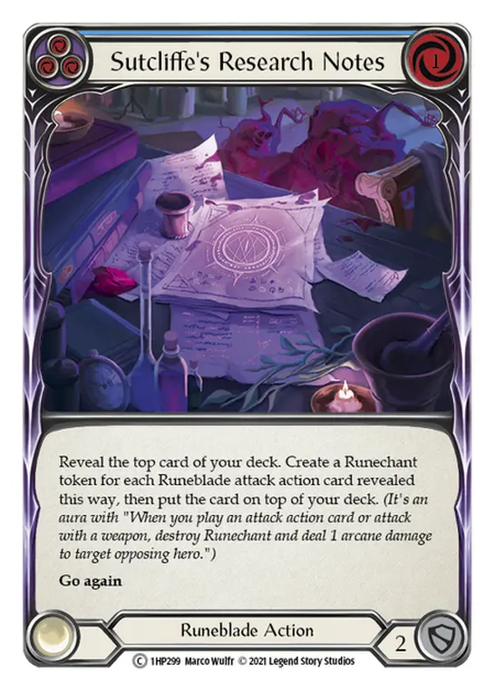 Sutcliffe's Research Notes (Blue) — History Pack Vol.1 Flesh and Blood card by Marco Wulfr