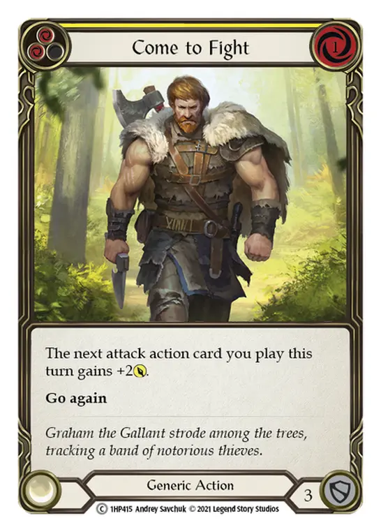 Come to Fight (Yellow) — History Pack Vol.1 Flesh and Blood card by Andrey Savchuk