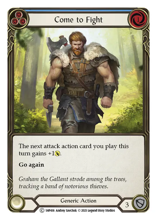 Come to Fight (Blue) — History Pack Vol.1 Flesh and Blood card by Andrey Savchuk