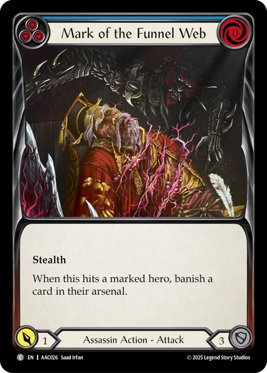 Mark of the Funnel Web (Blue) — Armory Deck: Arakni Flesh and Blood card by Saad Irfan