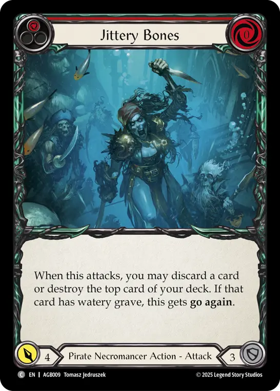 Jittery Bones (Red) (CC Tag) — Armory Deck: Gravy Bones Flesh and Blood card by Tomasz Jedruszek