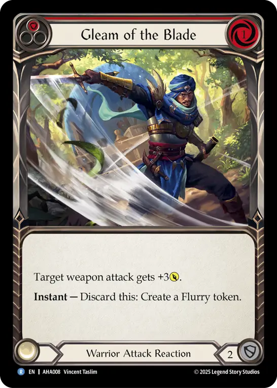 Gleam Of The Blade (Red) — Armory Deck Origins: Hala Flesh and Blood card by Vincent Taslim