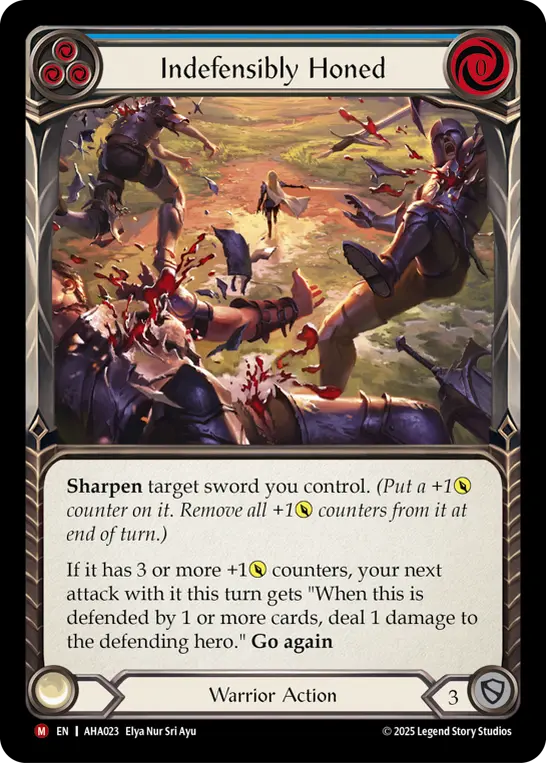 Indefensibly Honed (Blue) — Armory Deck Origins: Hala Flesh and Blood card by Elya Nur Sri Ayu