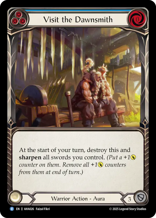 Visit The Dawnsmith (Blue) — Armory Deck Origins: Hala Flesh and Blood card by Faizal Fikri