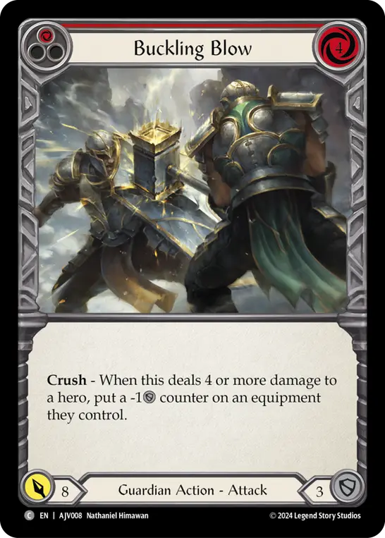 Buckling Blow (Red) — Armory Deck: Jarl Vetreidi Flesh and Blood card by Nathaniel Himawan